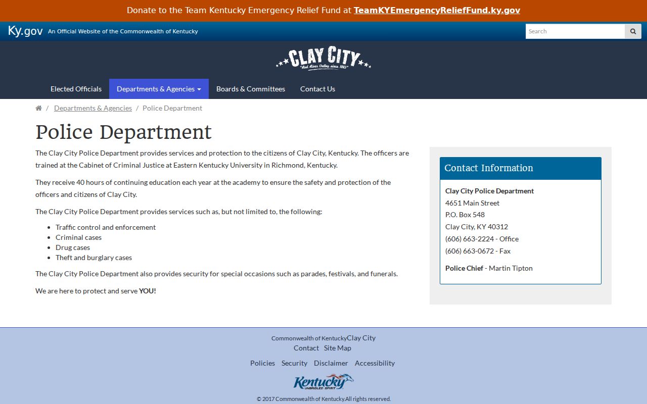 Clay City criminal records police department information