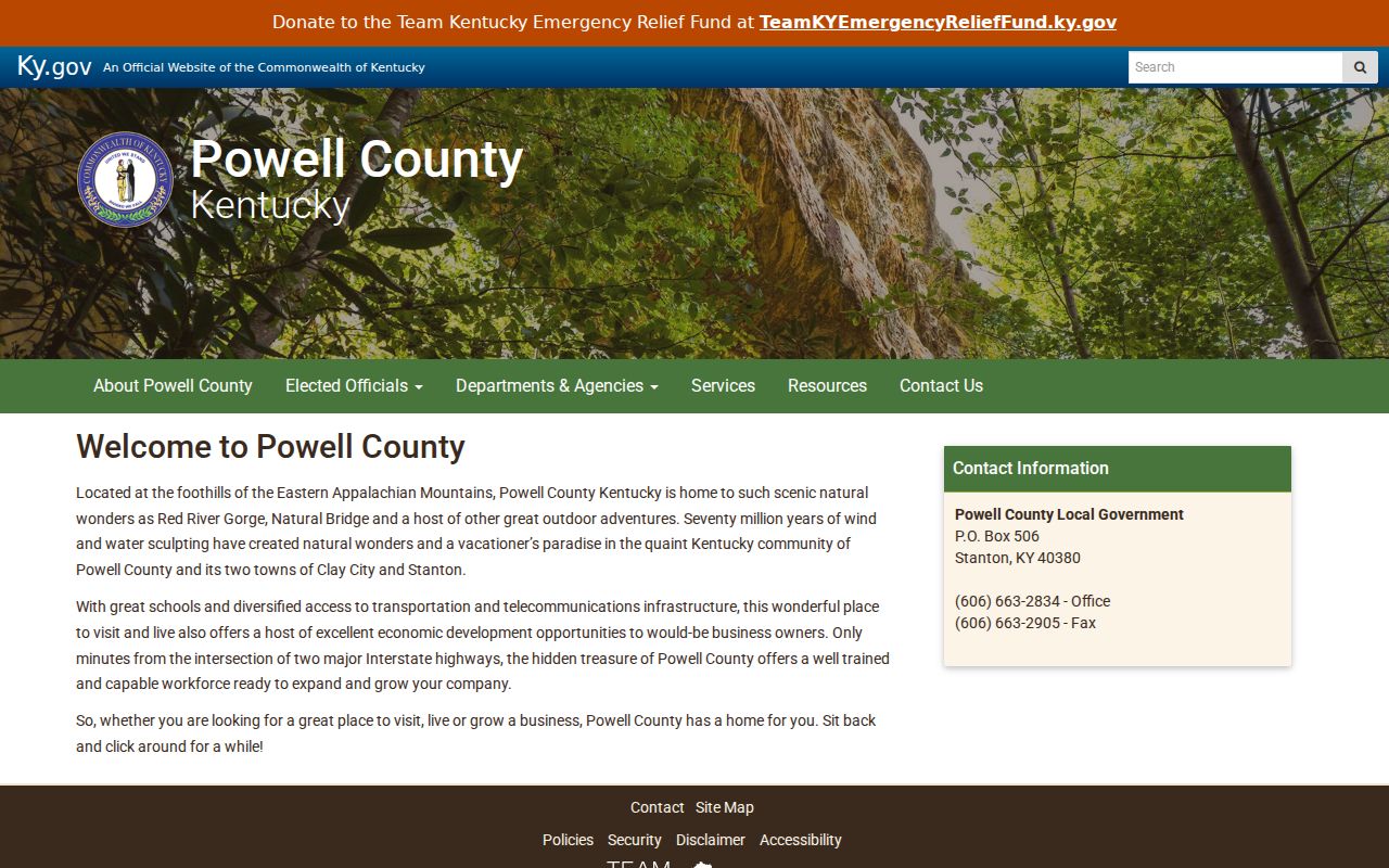 Powell County criminal record offices on the official county website
